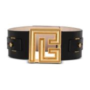 Leren P-Riem Balmain , Black , Dames