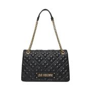 Zwarte Schoudertas Elegant Ontwerp Moschino , Black , Dames