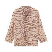 Beige Tijgerprint Zijden Overhemd Stella McCartney , Beige , Dames