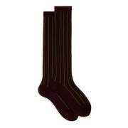 Burgundy Twin-Rib Cotton Socks Gallo , Multicolor , Dames