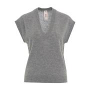 Grijze Cashmere V-Hals Gebreide Kleding MVM , Gray , Dames