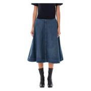 Blauwe Denim A-Lijn Rok Khaite , Blue , Dames