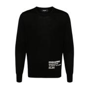 Klassieke Zwarte Pullover Gebreide Aw24 Dsquared2 , Black , Heren