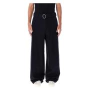 Zwarte Wollen Wijde Broek Jil Sander , Black , Heren