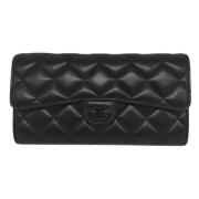 Pre-owned Leather wallets Chanel Vintage , Black , Dames