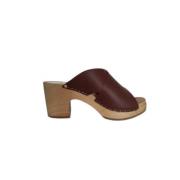 Kruis-Over Leren Klompen met 7,5 cm Hak Youyou , Brown , Dames