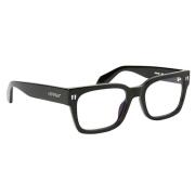 Stijlvolle Bril Zwart Glanzend Frame Off White , Black , Unisex