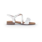 Witte leren platte sandalen Gabor , White , Dames