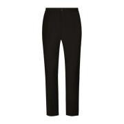 Hoge Taille Wolmix Zwarte Broek Dolce & Gabbana , Black , Heren