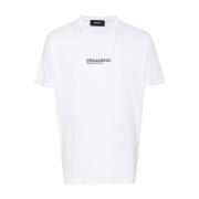 Witte T-shirts en Polos met Logo Print Dsquared2 , White , Heren