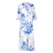 Blauwe Jurk met V-Hals en Print Ermanno Gallamini , Blue , Dames