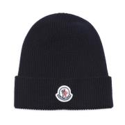 Wollen Beanie Muts Moncler , Blue , Heren