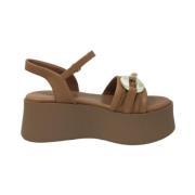 Wig Sandalen Frau , Brown , Dames