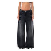 Zwarte Double Waist Jeans The Attico , Black , Dames