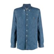 Denim Sportshirt Lange Mouw Polo Ralph Lauren , Blue , Heren