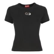 Zwart T-shirt met Ronde Hals Diesel , Black , Dames