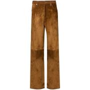 Leren Journey Straight Leg Broek Golden Goose , Brown , Dames