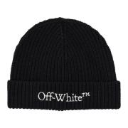 Zwart Wit Gebreide Muts Aw24 Off White , Black , Heren