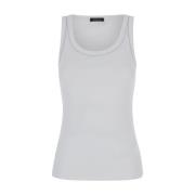 Witte mouwloze U-hals top met strass trim Fabiana Filippi , White , Da...