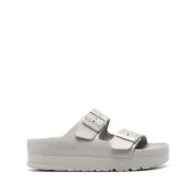 Exclusieve Natuurlederen Plateau Sandalen Birkenstock , Gray , Dames