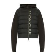 Zwarte Sweater met Donsgevulde Panelen Moncler , Black , Dames