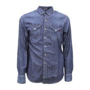 Lange Mouw Shirt Replay , Blue , Heren