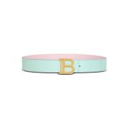 Tweekleurig omkeerbaar kalfsleren B-Riem Balmain , Blue , Dames