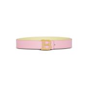 Omkeerbare gladde kalfsleren B-Riem Balmain , Pink , Dames