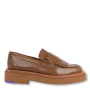 Leren Loafer met Paarse Zool Detail Pertini , Brown , Dames