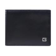 Zwarte Leren Portemonnee met Metalen Logo Guess , Black , Heren