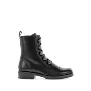 Zwarte Leren Veterschoenen Gabor , Black , Dames