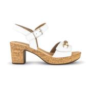 Ecru Leren Sandalen met 45mm Hak Gabor , Beige , Dames