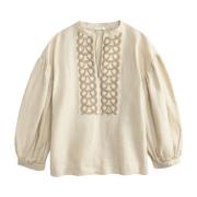 Bohemian Linnen Cadmus Shirt By Herenne Birger , Beige , Dames