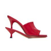 Rode Leren Dubbele Hak Sandalen Jacquemus , Red , Dames