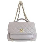 Pre-owned Leather chanel-bags Chanel Vintage , Gray , Dames