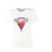 Korte Mouw T-Shirt Guess , White , Dames