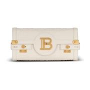 B-Buzz 23 monogrammed generfd leren clutch Balmain , Beige , Dames