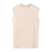 Zijden Top met Monili Detail Brunello Cucinelli , Beige , Dames