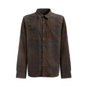 Lange Mouwen Shirt Guess , Brown , Heren