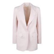 Linnen Blend Single-Breasted Blazer P.a.r.o.s.h. , Pink , Dames