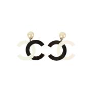 Pre-owned Silver earrings Chanel Vintage , Black , Dames