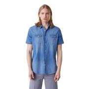 Korte Mouw Shirt GAS , Blue , Heren