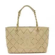 Pre-owned Leather totes Chanel Vintage , Beige , Dames