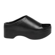 Zwarte Leren Pantoffels Elegante Stijl Marni , Black , Dames