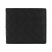 Zwarte Leren Billfold Portemonnee Bottega Veneta , Black , Heren