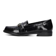 Zwarte Leren Loafers met Adelaarsgesp Kurt Geiger , Black , Dames