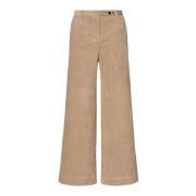 Corduroy Wide-Leg Trousers with Pockets Massimo Alba , Beige , Dames