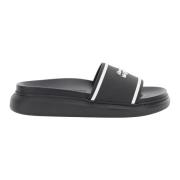 Luxe Slides met Contrasterend Logo Alexander McQueen , Black , Dames