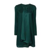 Groene Geplooide Jurk met Gedrapeerd Paneel Emporio Armani , Green , D...