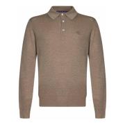 Bruine Gebreide Poloshirt met Borduursel Ralph Lauren , Brown , Heren